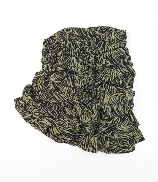 IVIVI Women's Tulip Skirt, Black & Green, Size L