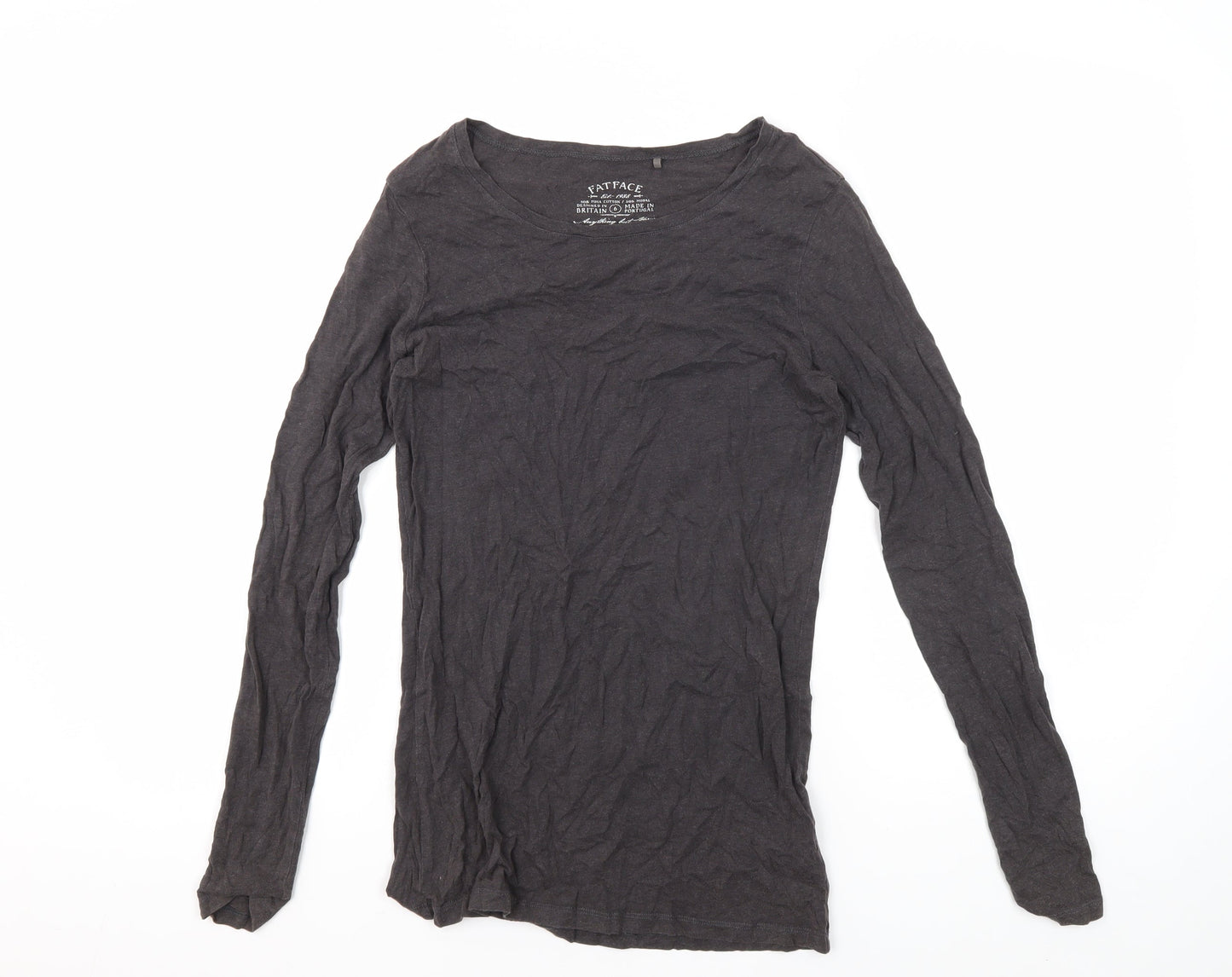 Fatface Women's Black Long Sleeve T-Shirt, Size 6, Cotton Modal