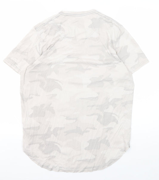 Hollister Men's Grey Camouflage T-Shirt, Size L, Regular Fit