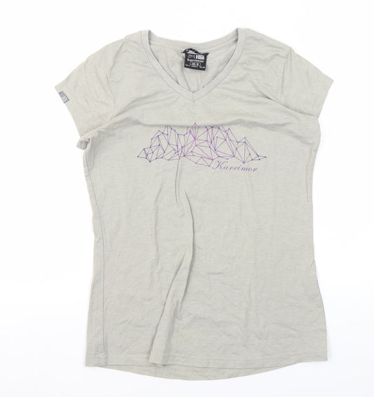 Karrimor Women's Grey V-Neck T-Shirt Size 8