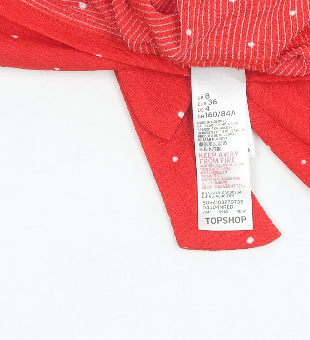 Topshop Women's Red Polka Dot Tie Crop Blouse