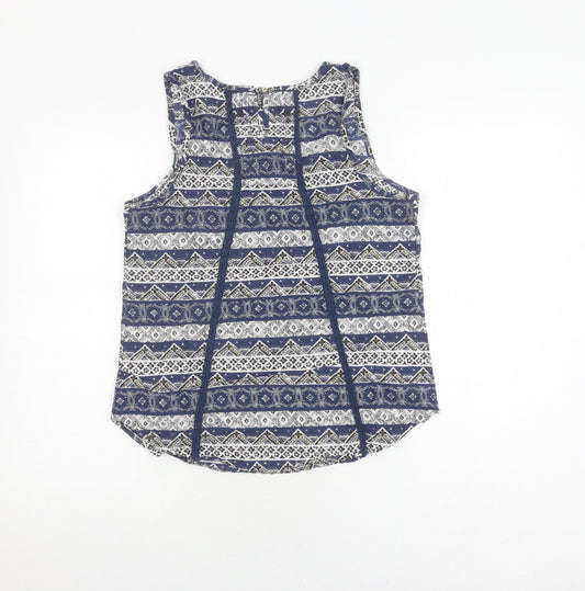 FatFace Women's Blue Geometric Tank Top, Size 10