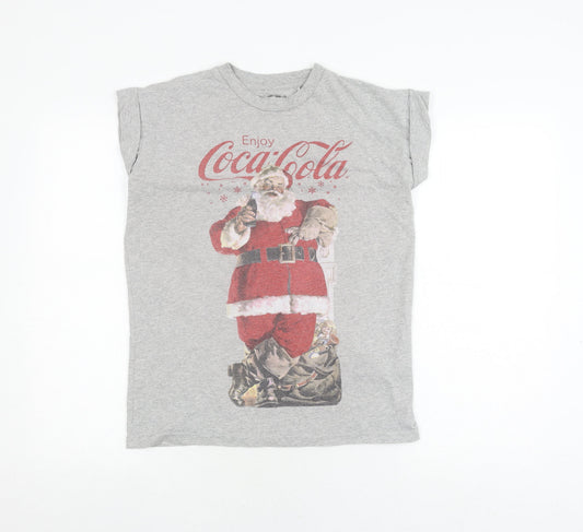 Coca-Cola Womens Grey Graphic T-Shirt Santa Print R