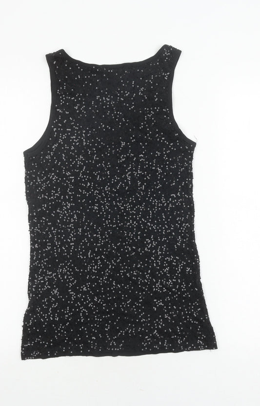 DKNY Women's Black Sequin Tank Top, Petites Size
