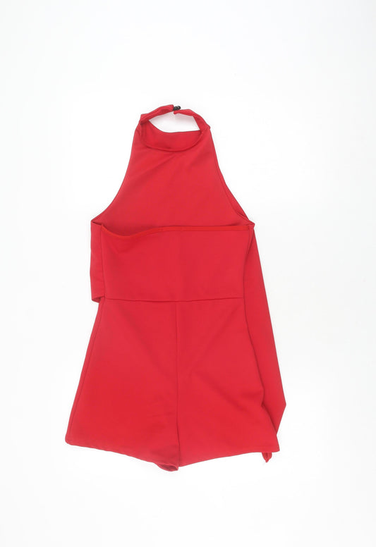 PrettyLittleThing Women's Red Sleeveless Playsuit