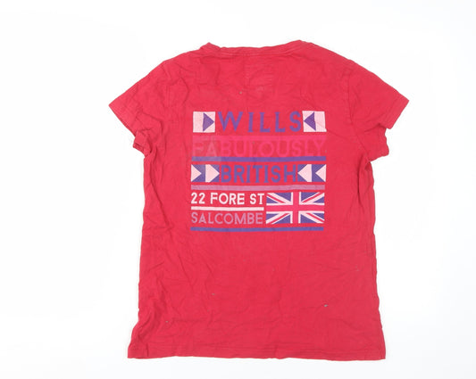 Jack Wills Women's Red Cotton T-Shirt, UK 10, Casual