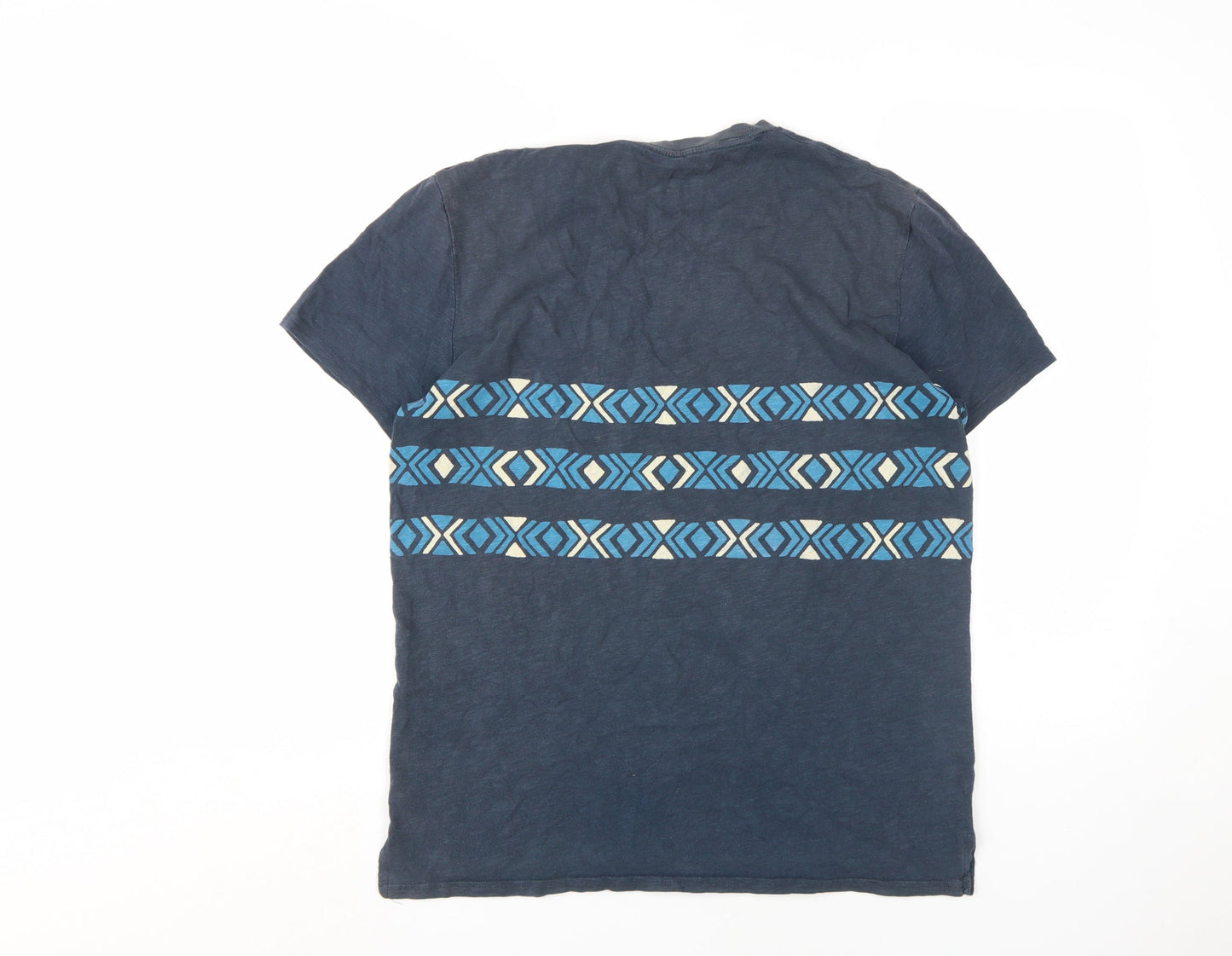 Hollister Men's Blue Aztec Pattern M T-Shirt