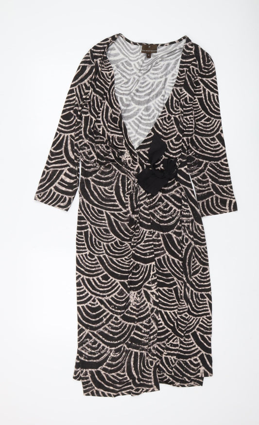 Fenn Wright Manson Women's Black Geometric Wrap Dress - Size 12