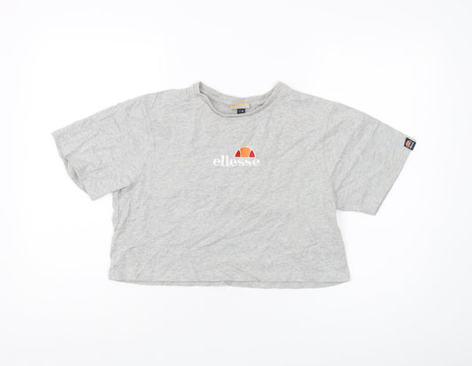 Ellesse Women's Grey Cropped T-Shirt Size 10