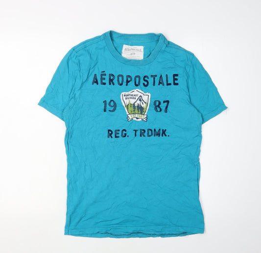 Aeropostale Men's Blue Graphic Print T-Shirt - Size S