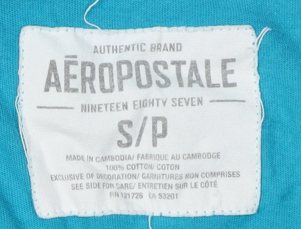 Aeropostale Men's Blue Graphic Print T-Shirt - Size S