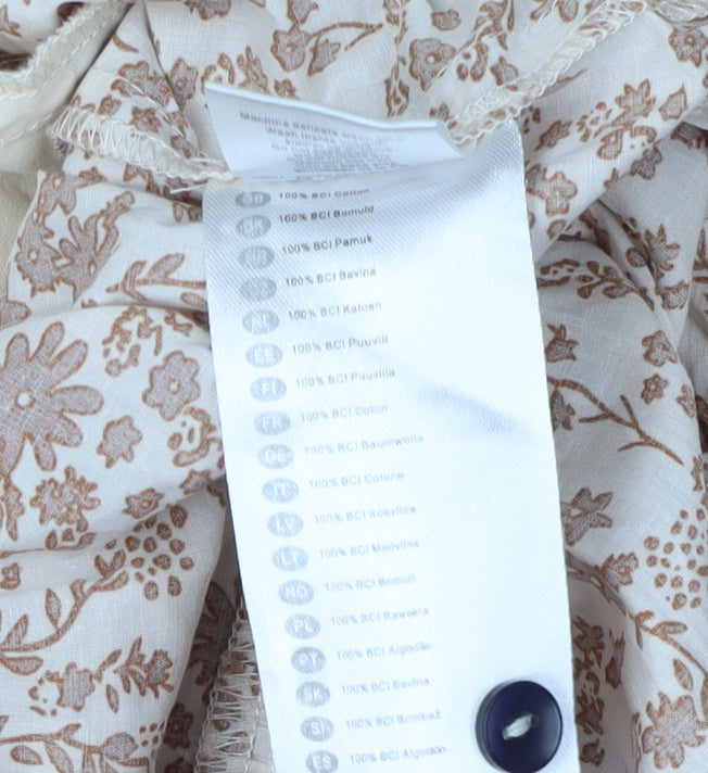Lollys Laundry Women's Floral Beige Midi Shirt Dress XS