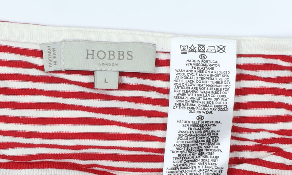Hobbs Women’s Red Striped T-Shirt - Size L
