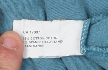 GAP Women’s Blue V-Neck Cotton Blend Long Sleeve T-Shirt