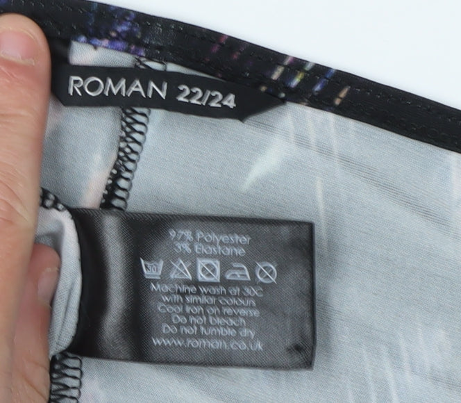 Close-up detail of Roman Women's Black Multicoloured Tunic, size 22, Relaxed Fit