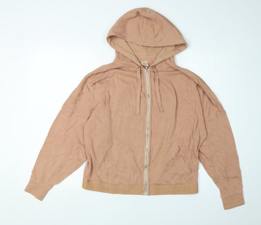 Calvin Klein Women Beige Full Zip Hoodie S Regular