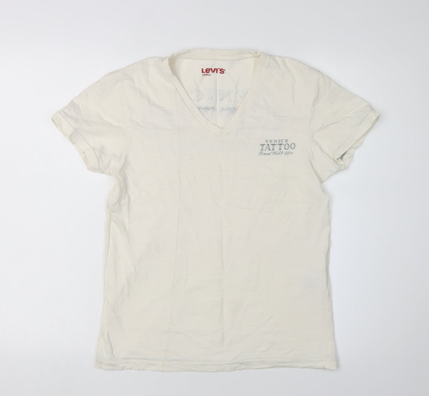 Levi's Unisex Ivory V-Neck Basic T-Shirt Size S