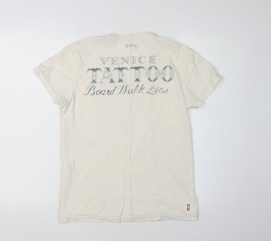 Levi's Unisex Ivory V-Neck Basic T-Shirt Size S