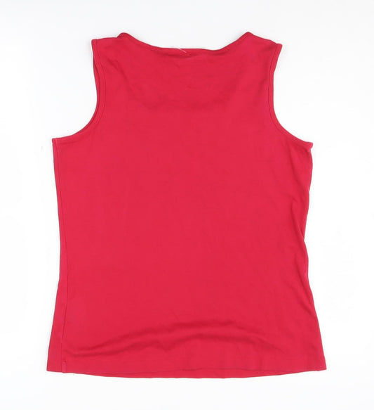 Womens UK Size M Lands' End Red Cotton Tank