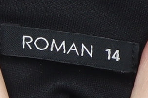 Brand and care label for Roman Women's Black Knee Length Sheath Dress, size 14