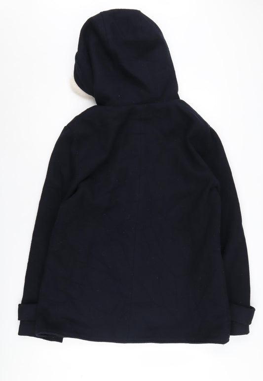 Kangol Women's Black Parka Coat, Size 14, Hooded, Fur Trim