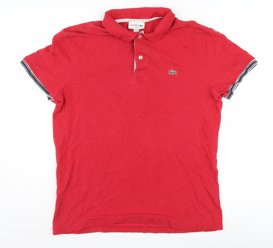 Lacoste Men's Red Slim Fit Polo Shirt L