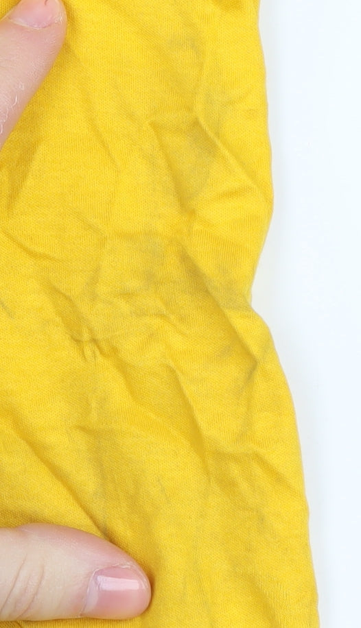 Jaeger Women's Yellow 3/4 Sleeve Cotton Tee UK 10