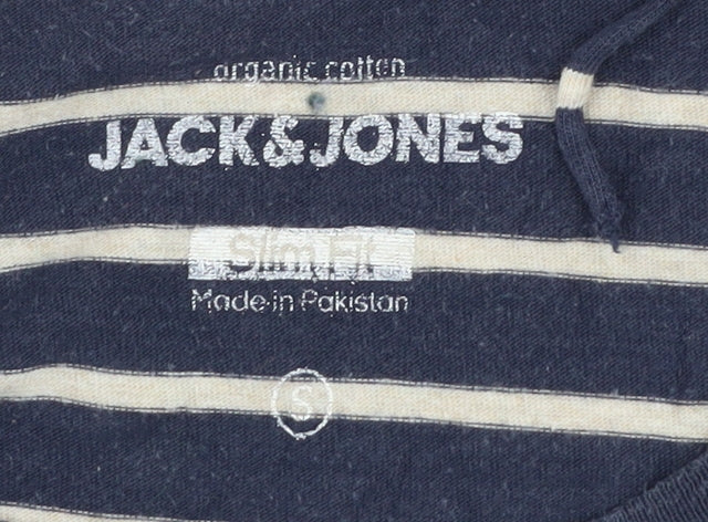 Jack & Jones Men's Blue Striped Slim Fit T-Shirt, S