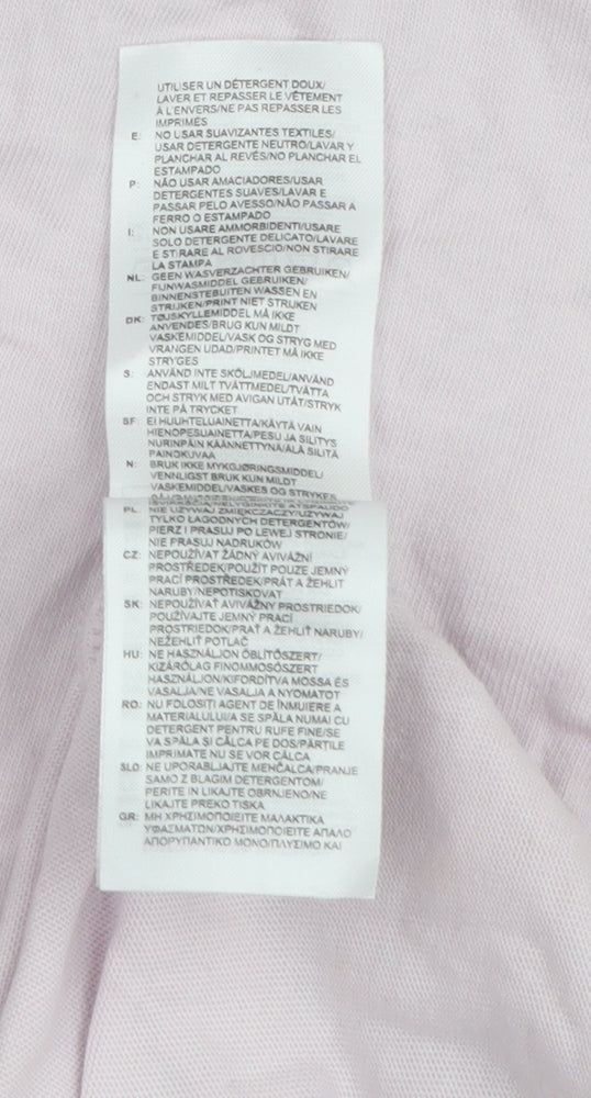 Brand and care label for Adidas Women's Pink T-Shirt Crew Neck Regular Fit