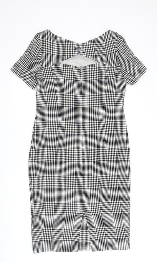 Escada Women's Black Check Sheath Dress Size 12
