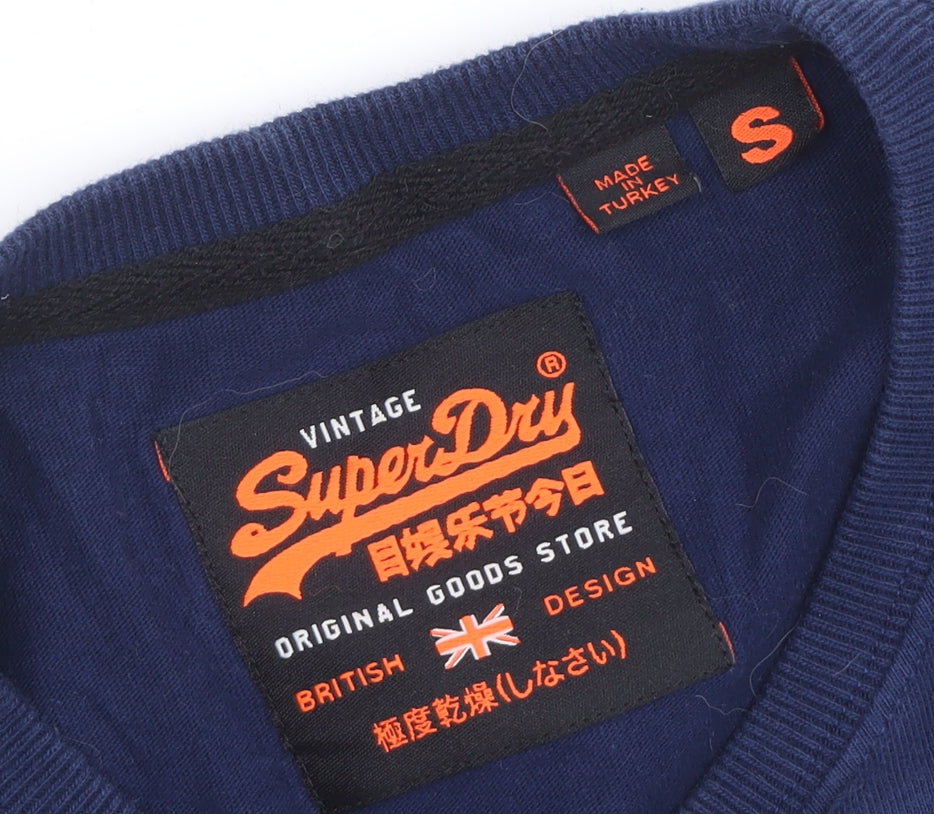 Superdry Men's Blue White Retro Long Sleeve T-Shirt S