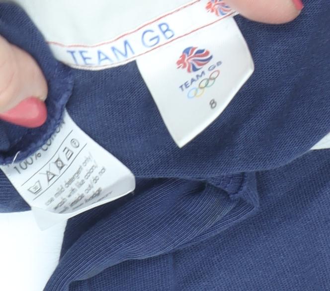 Team GB Women's Blue Polo Shirt, Size 8, Embroidered, Casual