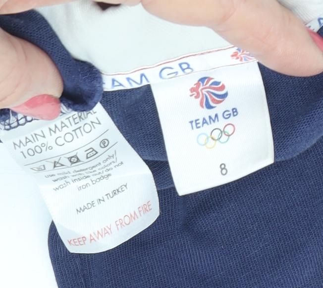 Team GB Women's Blue Polo Shirt, Size 8, Embroidered, Casual