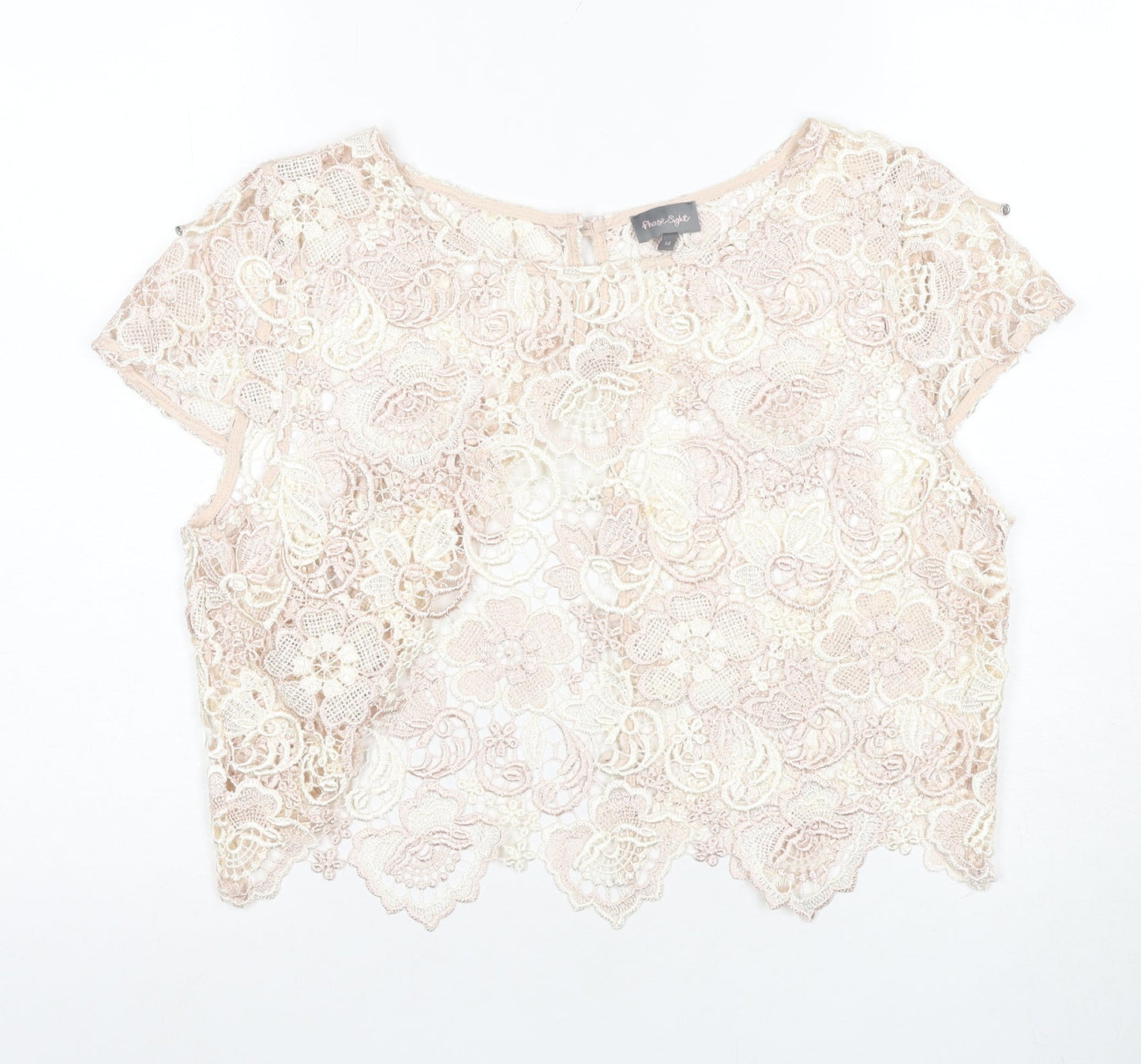 Pearly Gate Women's Ivory Cropped Blouse, Size 14