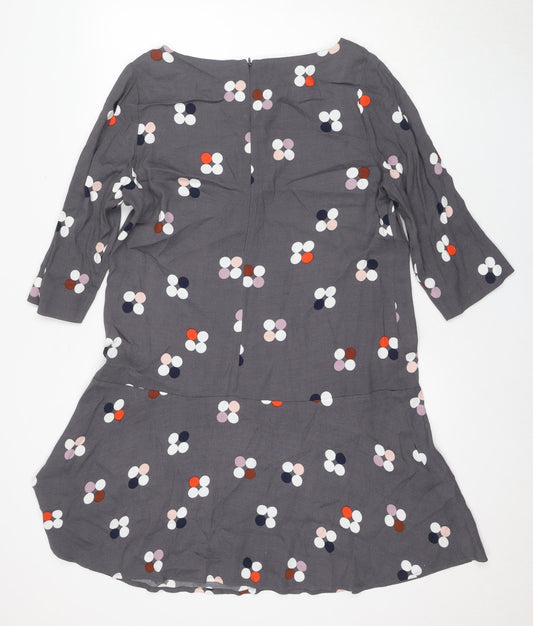 White Stuff Women's Grey Floral A-Line Dress, Size 14