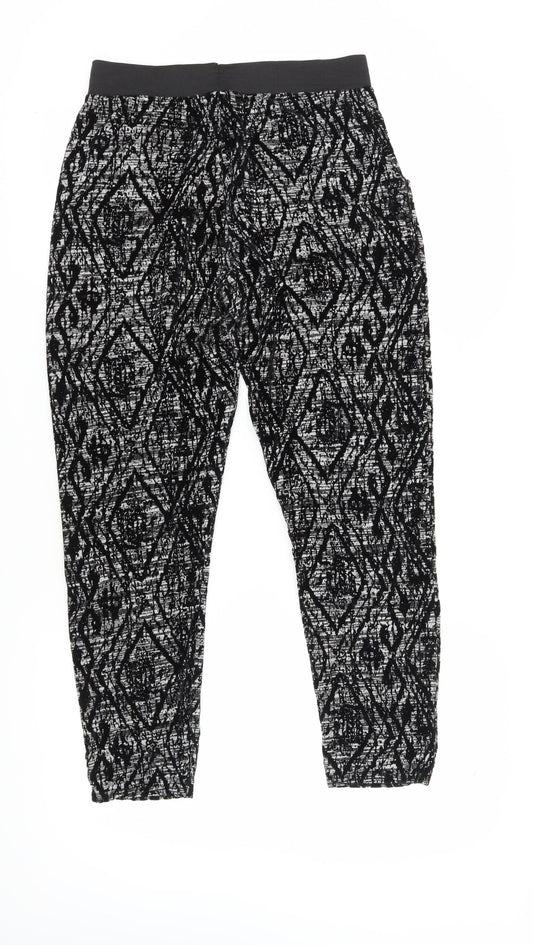 QED London Women Black Cropped Leggings S