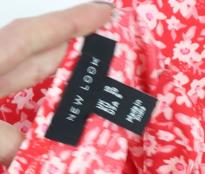 New Look Women's Red Floral Slip Dress, Size 10