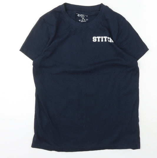 Disney Womens Blue Stitch T-Shirt XS Crew Neck