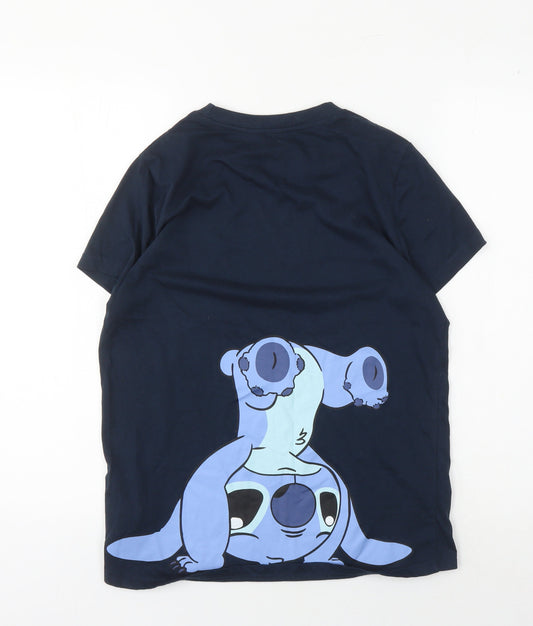 Disney Teens Blue Stitch T-Shirt XS Crew Neck