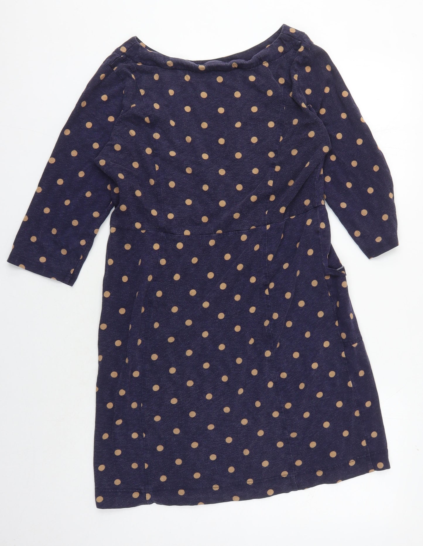 Joules Women's Blue Polka Dot 3/4 Sleeve Shift Dress