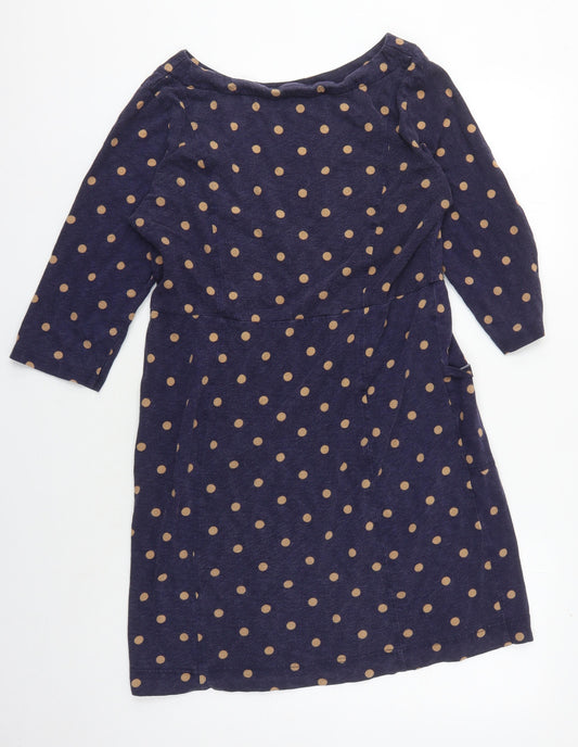 Joules Women's Blue Polka Dot 3/4 Sleeve Shift Dress