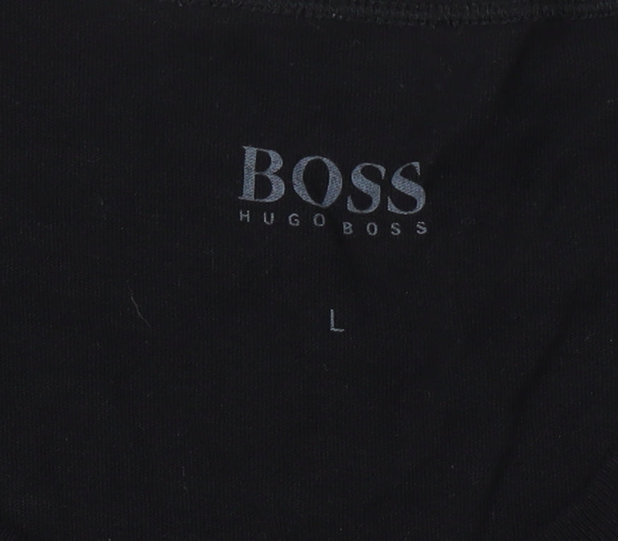 Hugo Boss Men's Black L T-Shirt, Crew Neck, Cotton