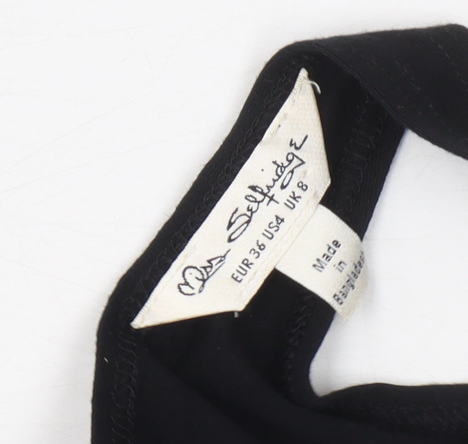 Brand and care label for Miss Selfridge Black Tank Bodysuit -, size 8