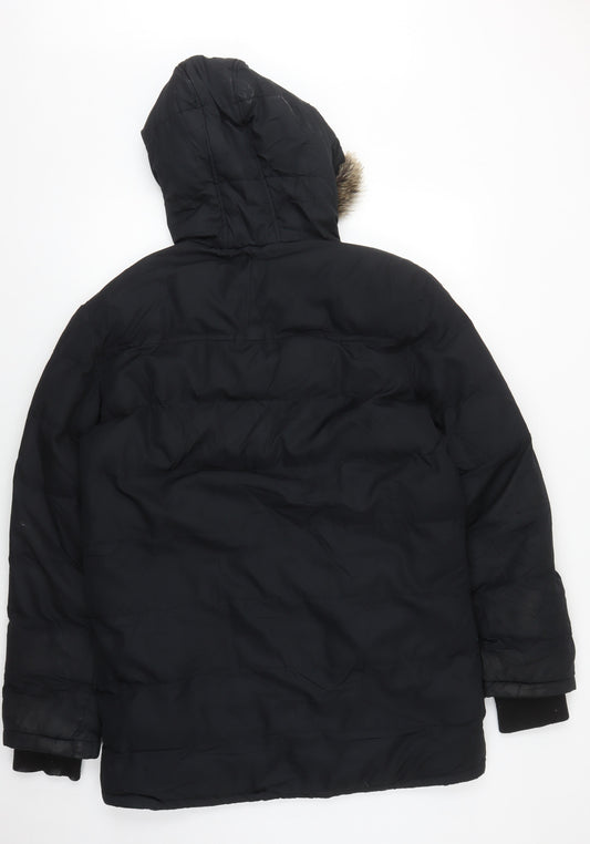 TOG24 Men's Black Puffer Jacket S - Hooded Winter Coat