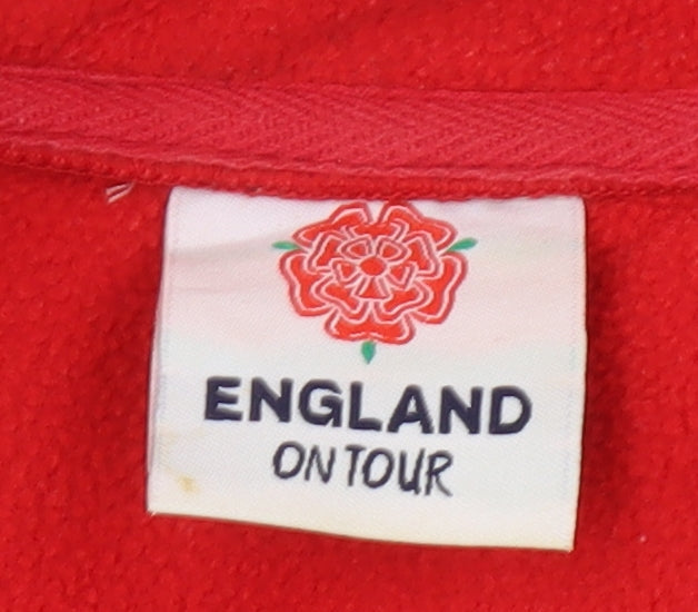 Brand and care label for Men's Red Full Zip Basic Jacket, size L, England Theme