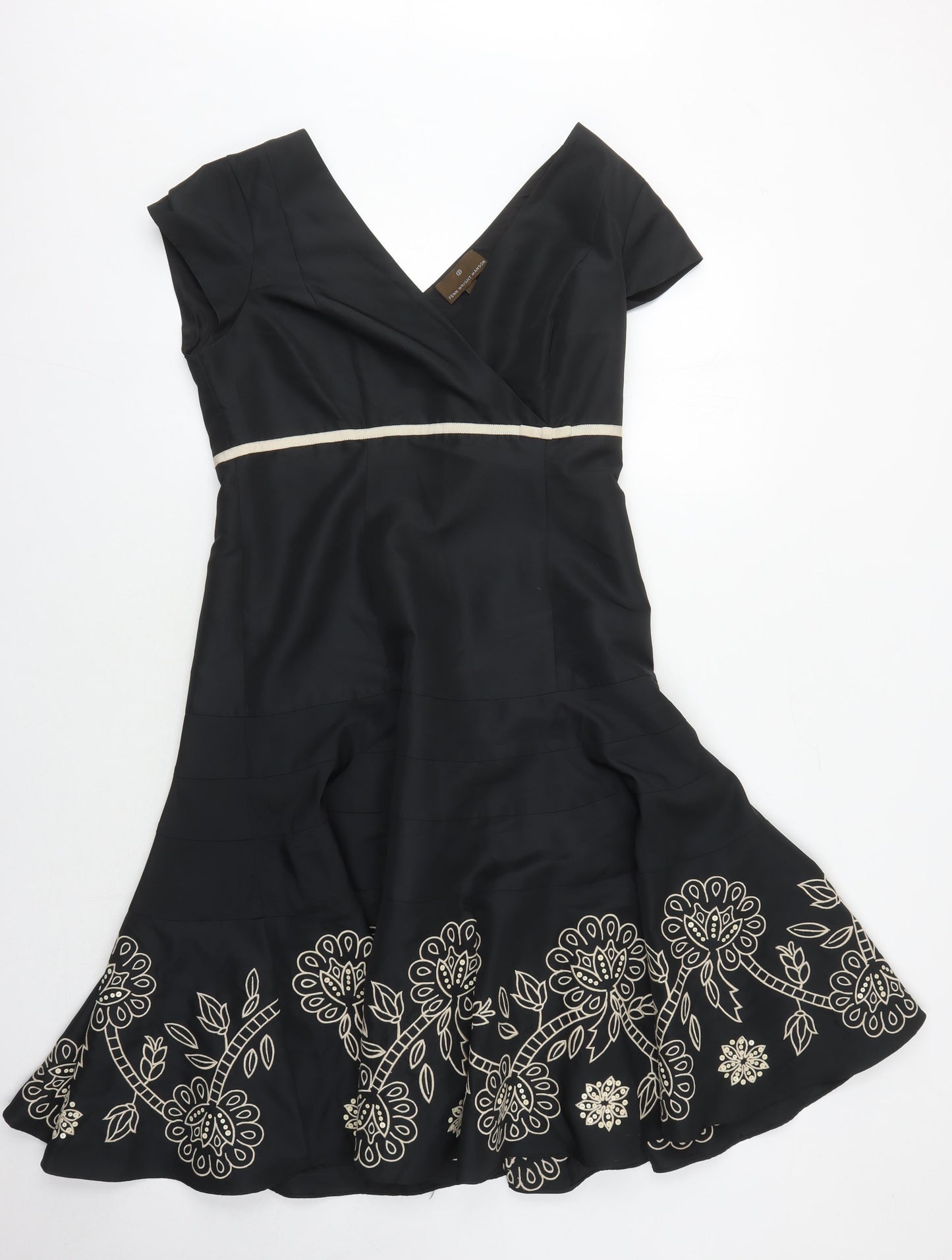 Fenn Wright Manson Women's Black Embroidered Dress, Size 12