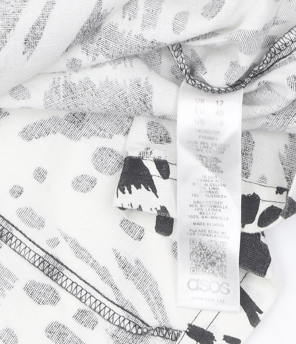 ASOS Women's Black White Animal Print Pinafore Dress UK 12