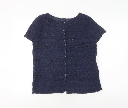 Fat Face Women's Blue Crochet Blouse Size 12 Classic Style