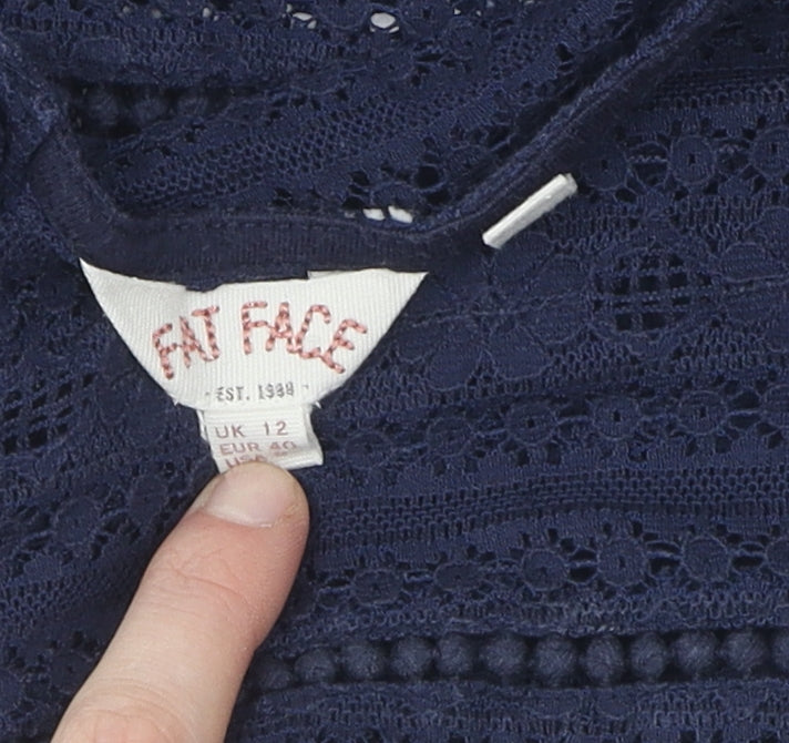 Fat Face Women's Blue Crochet Blouse Size 12 Classic Style