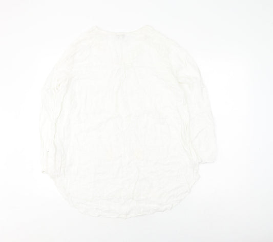 Apricot Women's White Cotton V-Neck Blouse Medium